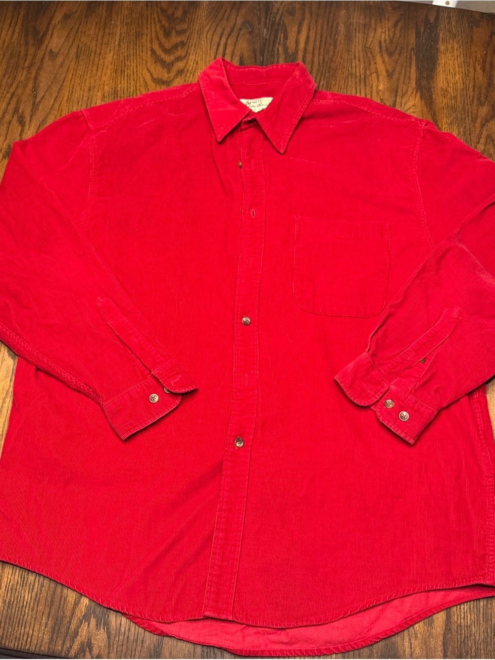 VTG Eddie Bauer Corduroy Shirt Mens Large Tall Red Long Sleeve Outdoor Work 90s